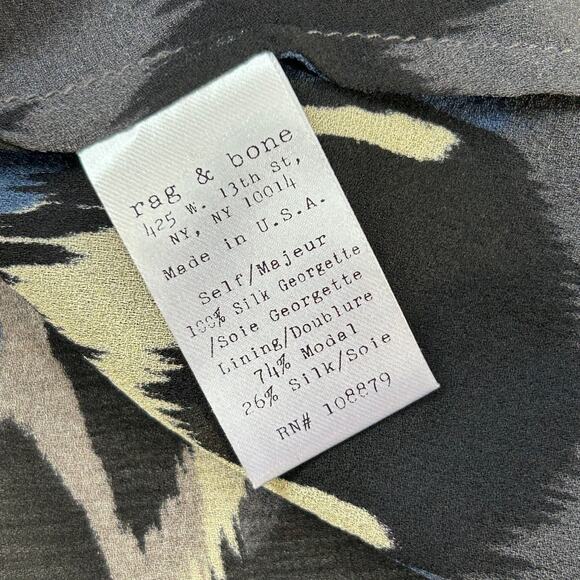 rag & bone Silk Tank Black Ikat Print Asymmetrical Hem Made in USA - Picture 7 of 8